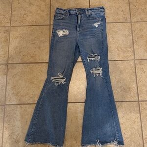 American Eagle Outfitters Ripped Flare Jeans in Blue